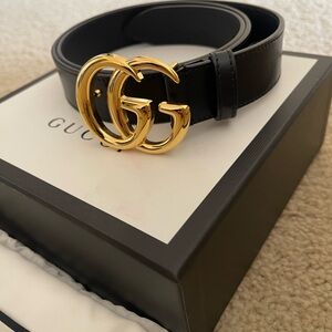 Gucci Women Belt with Gold GG Buckle